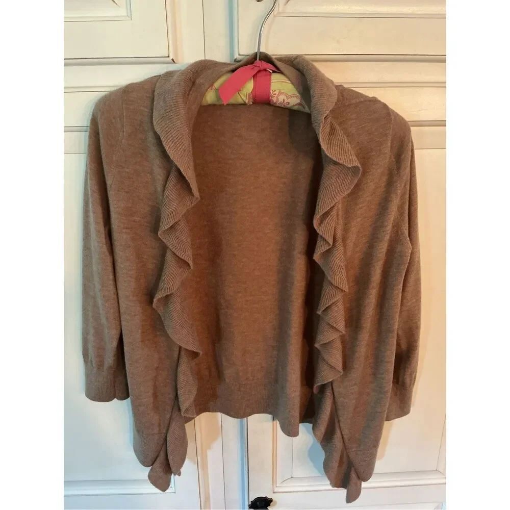 Banana Republic Wool Blend Ruffle Open Front Sz S Cardigan Sweater